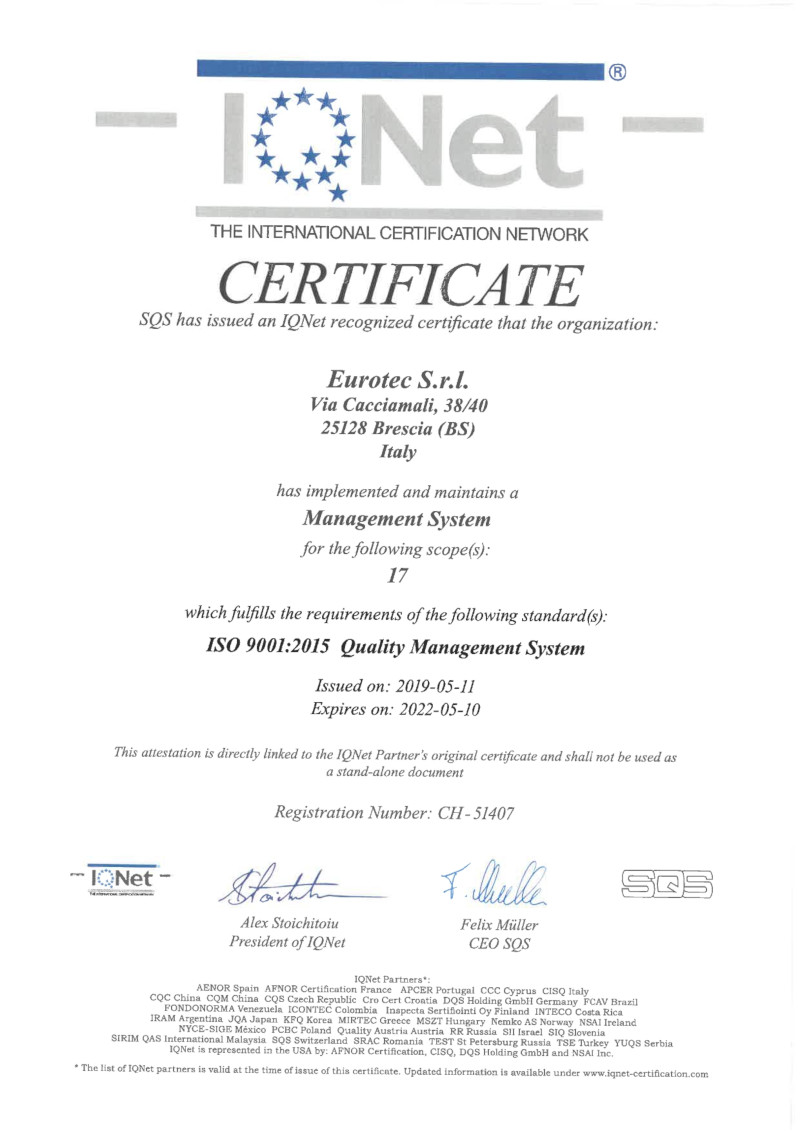 SQS CERTIFICATO ISO 9001:2015